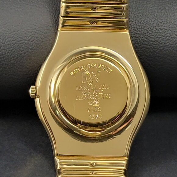Vintage Raymond Weil Men's 18k Plated Gold Watch – Diamond Hour Markers, Swiss - Picture 3 of 7